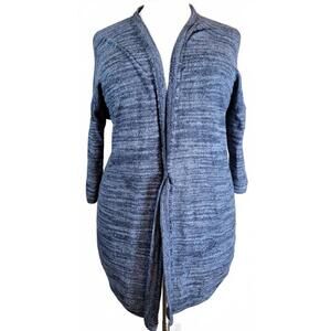 Pure Jill Blue Marled Linen Blend Open front Cardigan Size Large